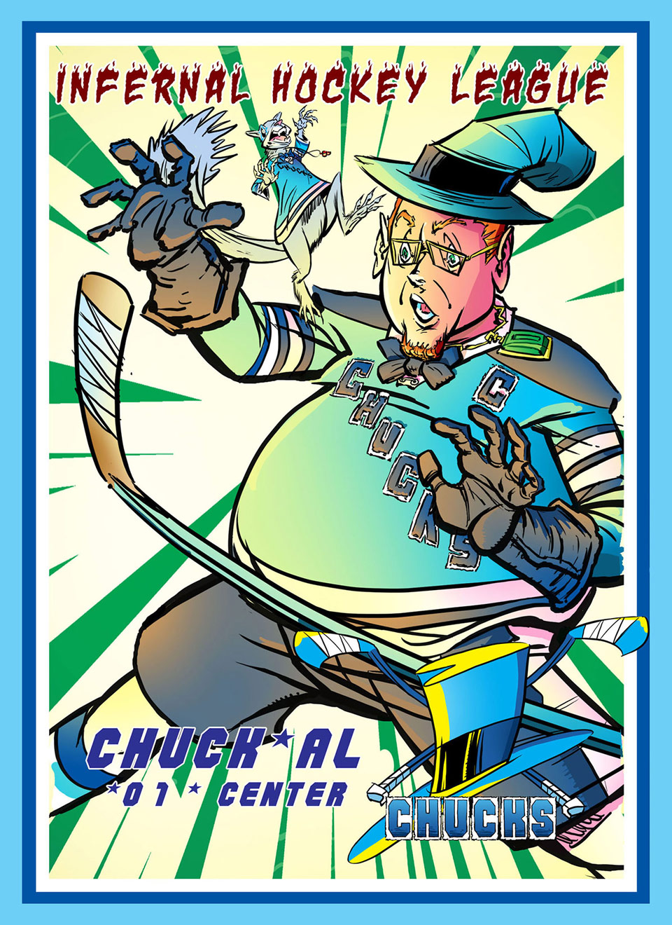 Chuck and Al, hockey-themed illustrated character poster