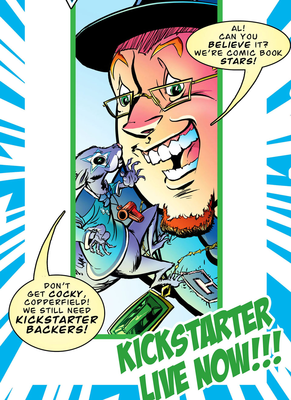 Kickstarter live now! Promotional banner for The Amazing Chuck