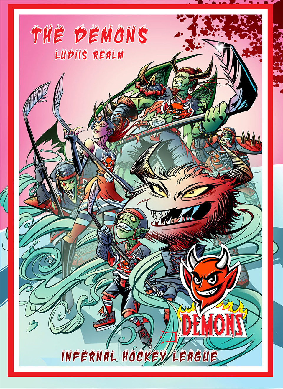 The Demons of Lubin's Realm, illustrated character poster